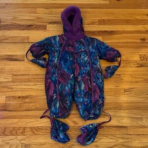 Vintage 90s Giacca Floral One Piece Girl’s Snowsuit Sz 24 Months
